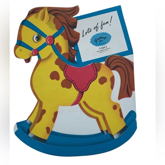 Vintage 1950’s Colorful Rocking Horse Birthday Card “Happy Birthday, Little Boy” - Picture 5 of 6